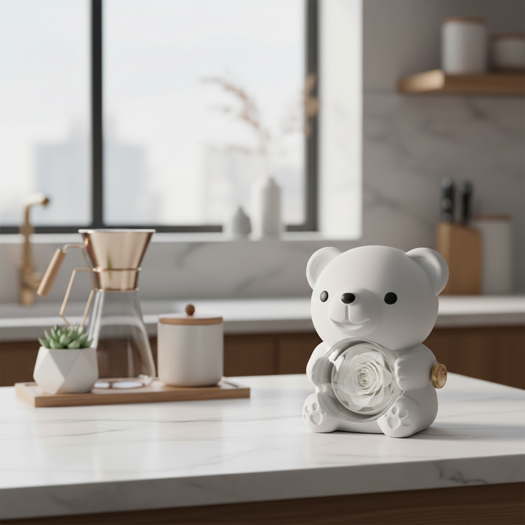 Eleganckie Pudełko na Biżuterię z Misiem i Naszyjnikiem - Romantyczny Prezent