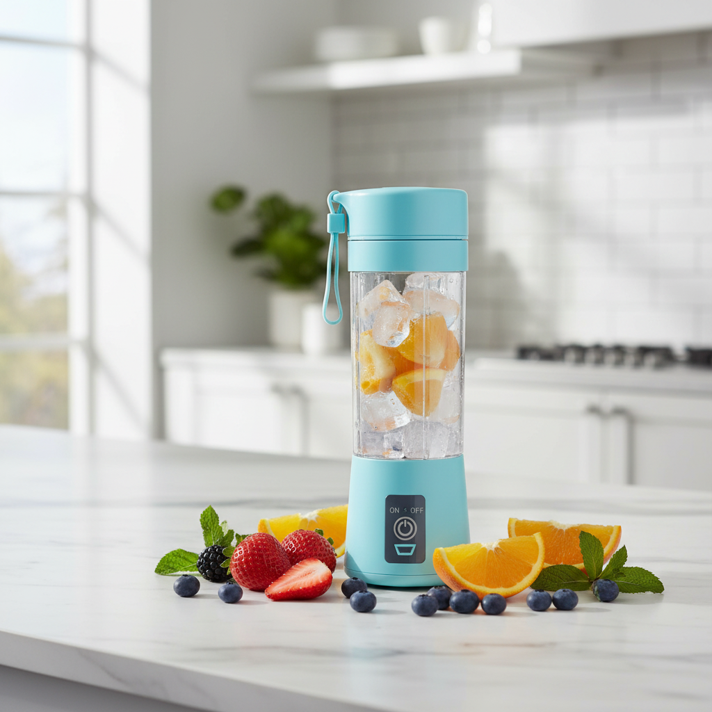 Blender w kuchni z owocami