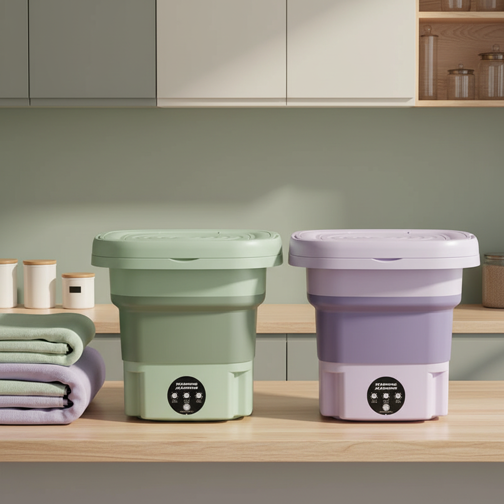 Dwie mini pralki w kuchni - kwadratowe zdjęcie