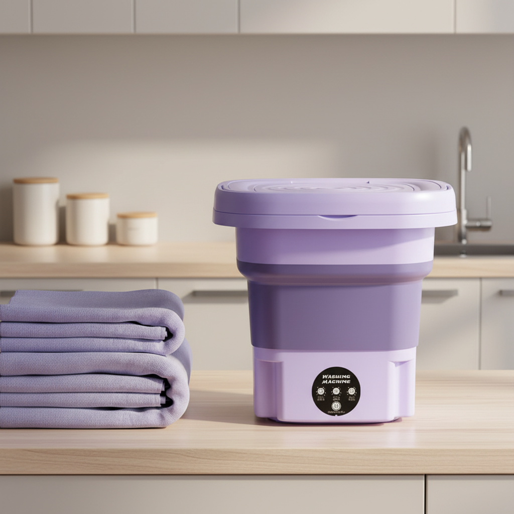 Przenośna mini pralka w kuchni