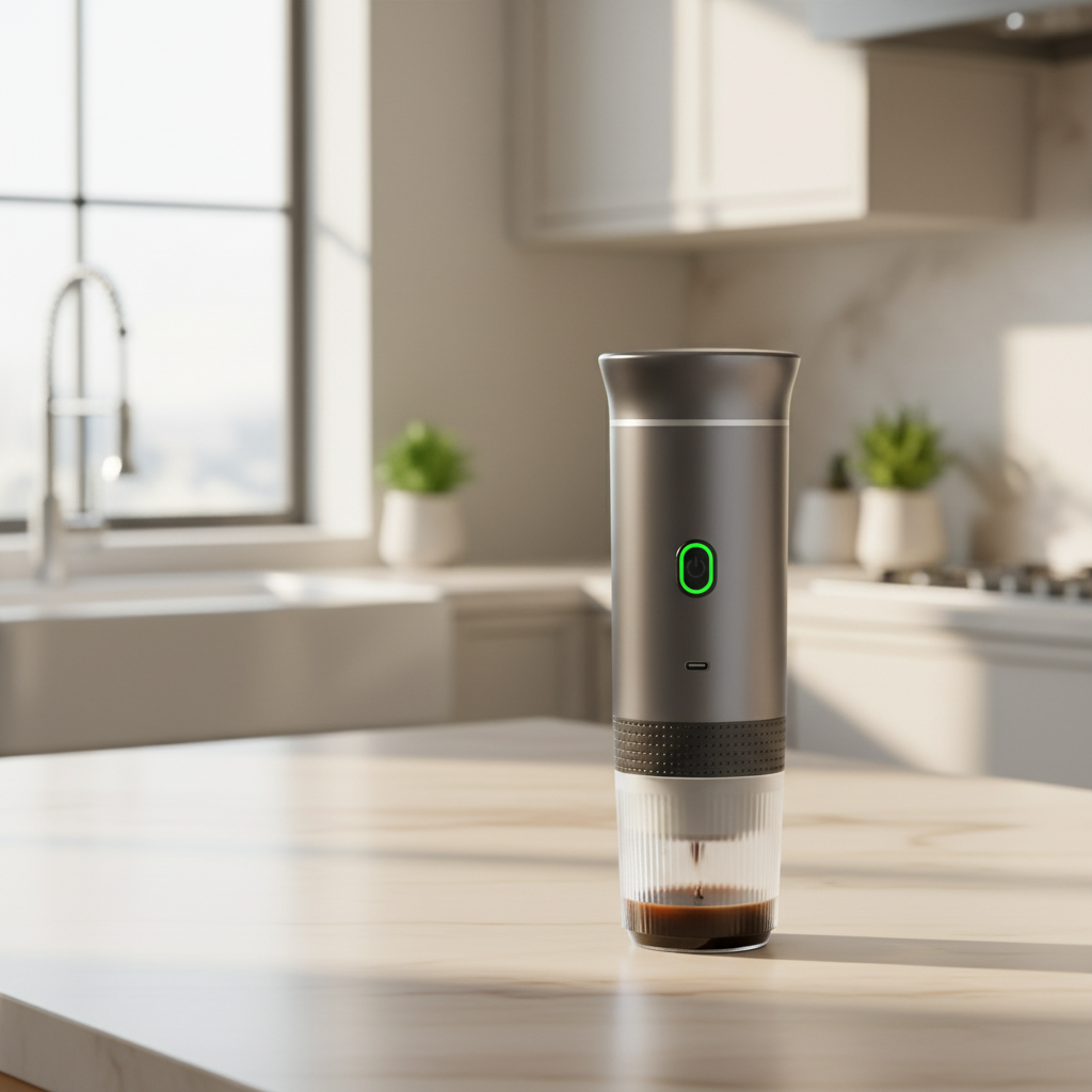 Szary ekspres na kuchennym blacie